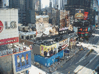 Aerial look at Times Square and Broadway