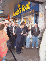 People being interviewed in Times Square for their opinion of the trials on Court TV