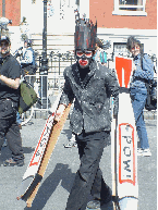 Protester carrying POW signs