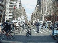 Bikers and broadcast vans that lined Fifth Avenue