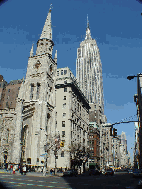 Empire State Building in the distance and the Marble Collegiate Church