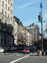 Pretty brownstones seen near Columbus Avenue