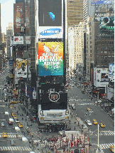 An aerial photo of Broadway in Times Square