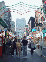 The entire street is lined with food vendors