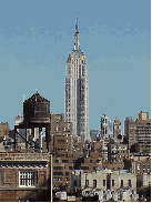 Empire State Building as seen from a rooftop in Greenwich Village