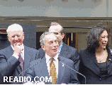 Mayor Bloomberg speaking. To the right you see Lynne Meadow, Artistic Director and Barry Grove, Executive Producer