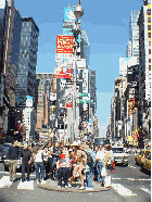 Naked Cowboy in the center of Broadway and Times Square