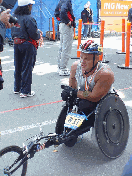 One of the participants in the wheelchair division of the NYC Marathon