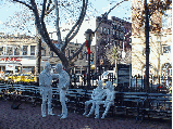 The sculptures are by George Segal depicting two gay couples