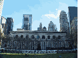 Bryant Park and the back side of the New York Public Library