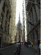 Wall Street looking towards Trinity Church