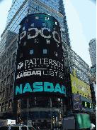 NASDAQ sign on Broadway advertising Patterson Dental