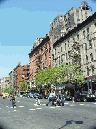 Columbus Avenue which is lined with expensive stores and restaurants