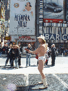 Third picture you see the Naked Cowboy working the crowd on Broadway