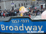 Broadway Street Sign and Big Balloons Macy's Parade Pictures