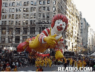 Ronald McDonald Balloon at Macy's Parade Photo 75th Annual Macy's Thanksgiving Day Parade Pictures on 34th Street New York, NY. Images of NYC Parade Floats and Balloons.